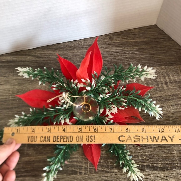 Vtg Faux Poinsettia Suction Cup Window Decor - Picture 7 of 8